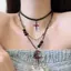 Tính khí cổ điển Gothic với mặt trăng đỏ và hạt da, dây chuyền thời trang cho nữ