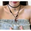 Tính khí cổ điển Gothic với mặt trăng đỏ và hạt da, dây chuyền thời trang cho nữ