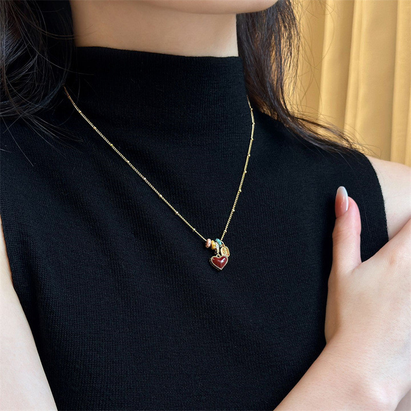 Mặt dây chuyền màu đỏ nhiều màu sắc, an toàn cho vòng cổ nữ dài