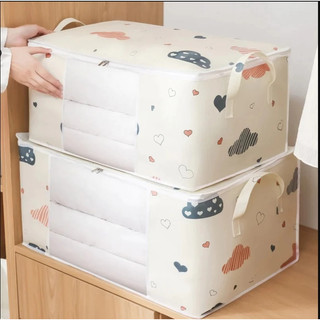 Túi đựng quần áo dung tích lớn có tay cầm gia cố, thích hợp để chăn, có thể gập lại