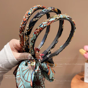 Dây buộc tóc lụa thời trang retro cao cấp cho nữ