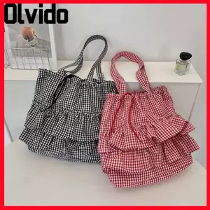 Túi Tote OLVIDO, Túi đeo vai dây rút lá sen, Túi đeo chéo thông thường in công suất lớn cho bé gái