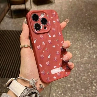 Dành Cho IPhone 17 16 15 14 13 12 11 Pro Max X XR XS Max 7 8 Plus Màn hình đầy đủ Red Cherry Pleated Shell