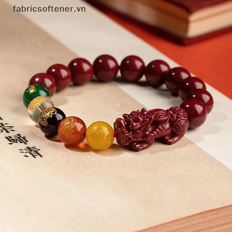 Vòng Tay Cinnabar Pixiu Vintage - Thiết Kế Hạt Tự Nhiên Quyến Rũ, Phong Thủy Cho Quà Tặng Nam Nữ