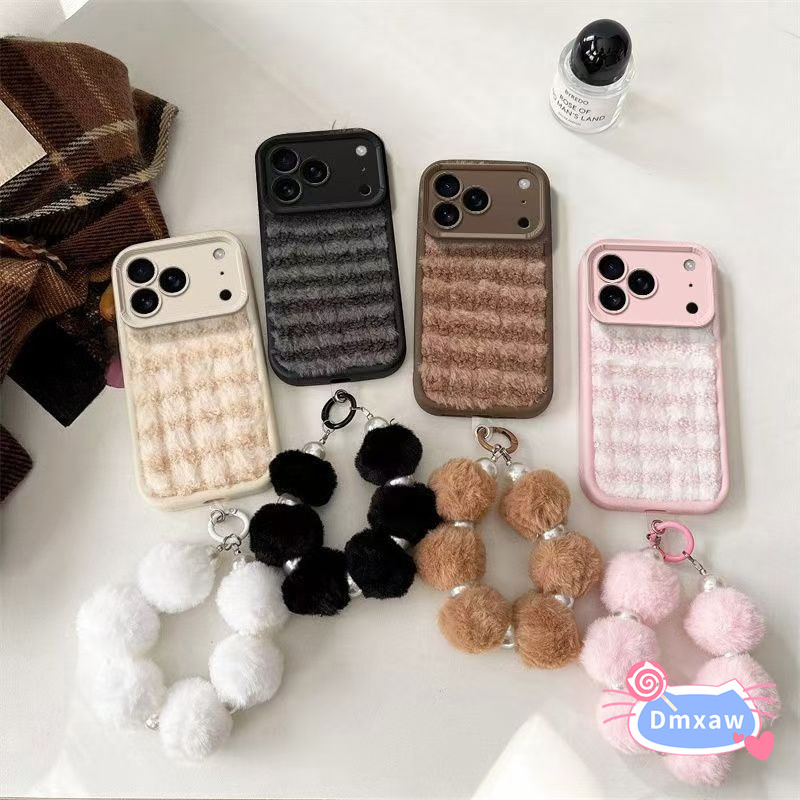 Ốp Điện Thoại Sang Trọng Mùa Đông Dễ Thương Cho OPPO Reno 14 13 11 Pro 10 9 8 Pro Plus 7 SE Lite 8Z 8T 7Z 6 5 Pro 5G 4G Vỏ Sọc Đơn Giản Nhiều Màu Sắc Vỏ Mềm Chống Rơi Với Vòng Tay Quả Cầu Tóc