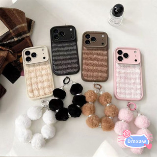 Ốp Điện Thoại Sang Trọng Mùa Đông Dễ Thương Cho OPPO Find X9 Pro X8 X7 X6 X5 X3 A36 A15 A15S Reno 5 Pro 5Z 4 SE 3 A73 A33 A11S 5G 4G Vỏ Mềm Sọc Đơn Giản Với Vòng Tay Ngọc Trai Tóc