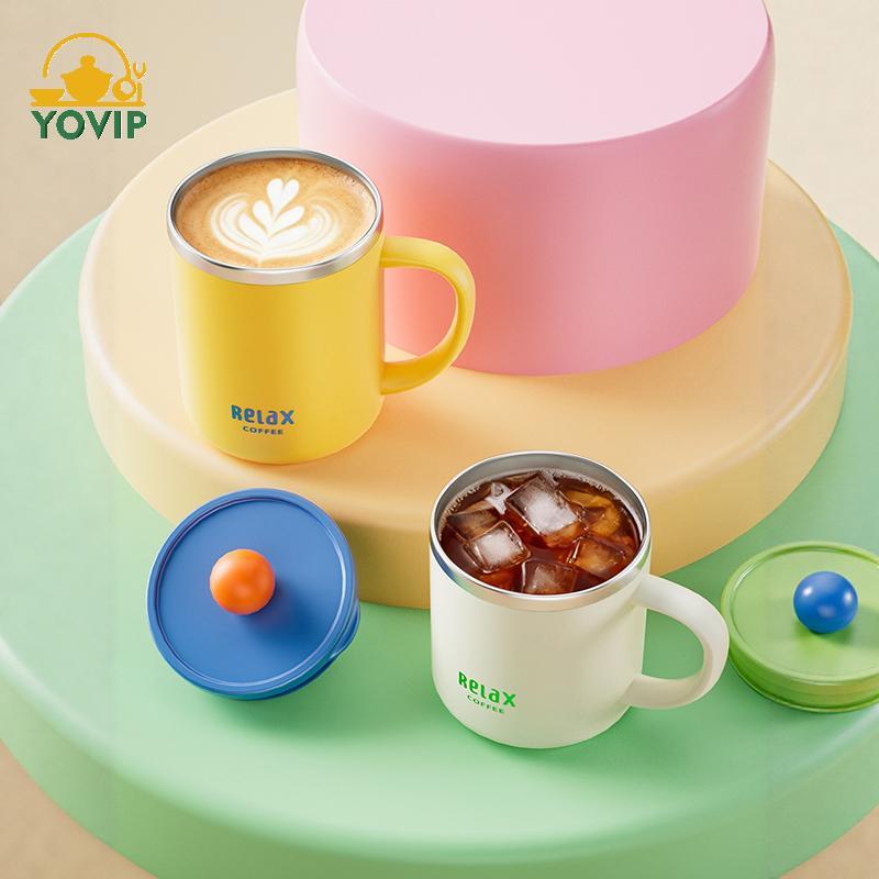 YOVIP 400ML cốc giữ nhiệt inox 304 hai lớp cách nhiệt, kín, di động cho văn phòng, sữa, cà phê, sinh viên