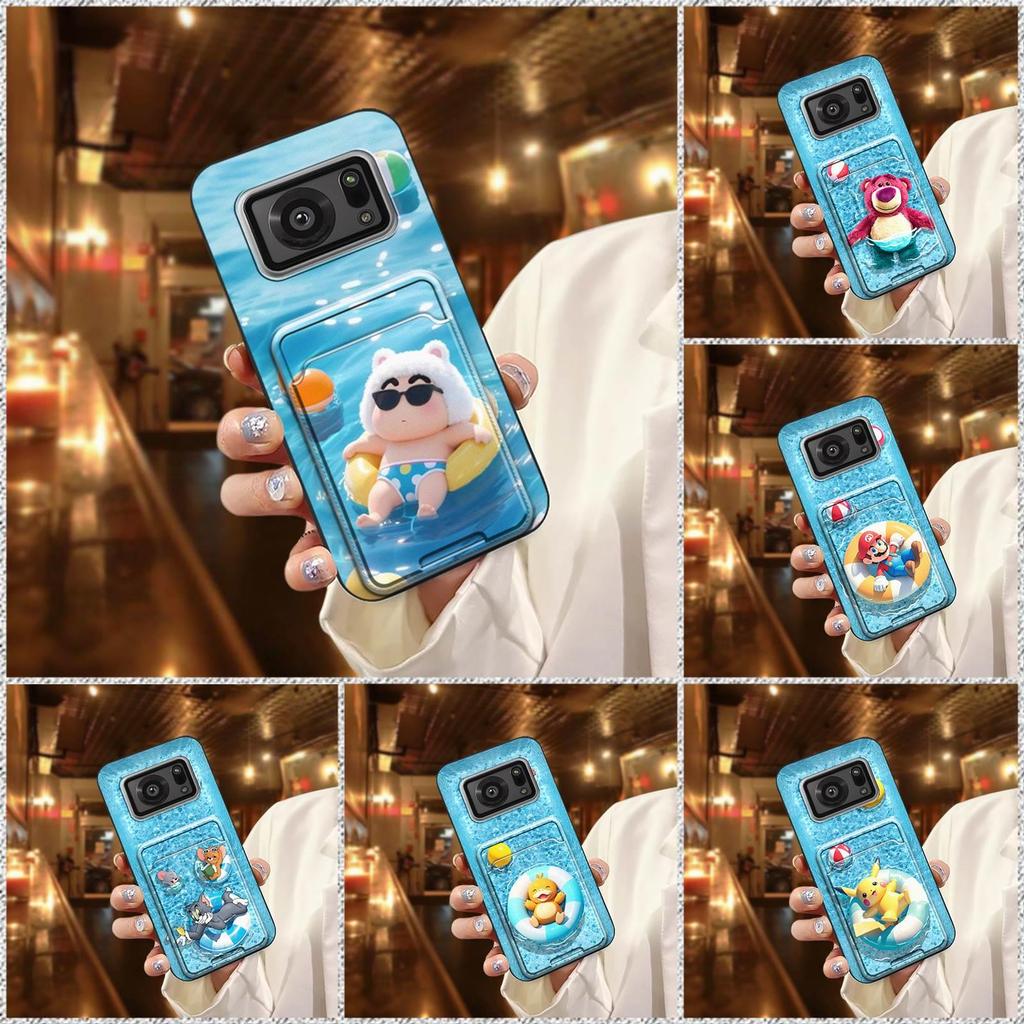 Ốp Điện Thoại Chống Thấm Nước Chống Bụi Cho Sharp Aquos R6 / SH-51B / P6 / R6G TPU Chống Bụi Bẩn Khe Cắm Thẻ Bảo Vệ Ốp Lưng Silicon Túi Đựng Thẻ Tay Áo Chống Va Đập Dễ Thương