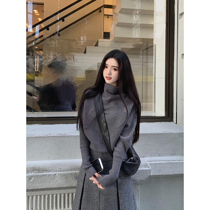 SUXI Áo len cổ Mock Neck phong cách Hàn Quốc giản dị dành cho nữ 251220