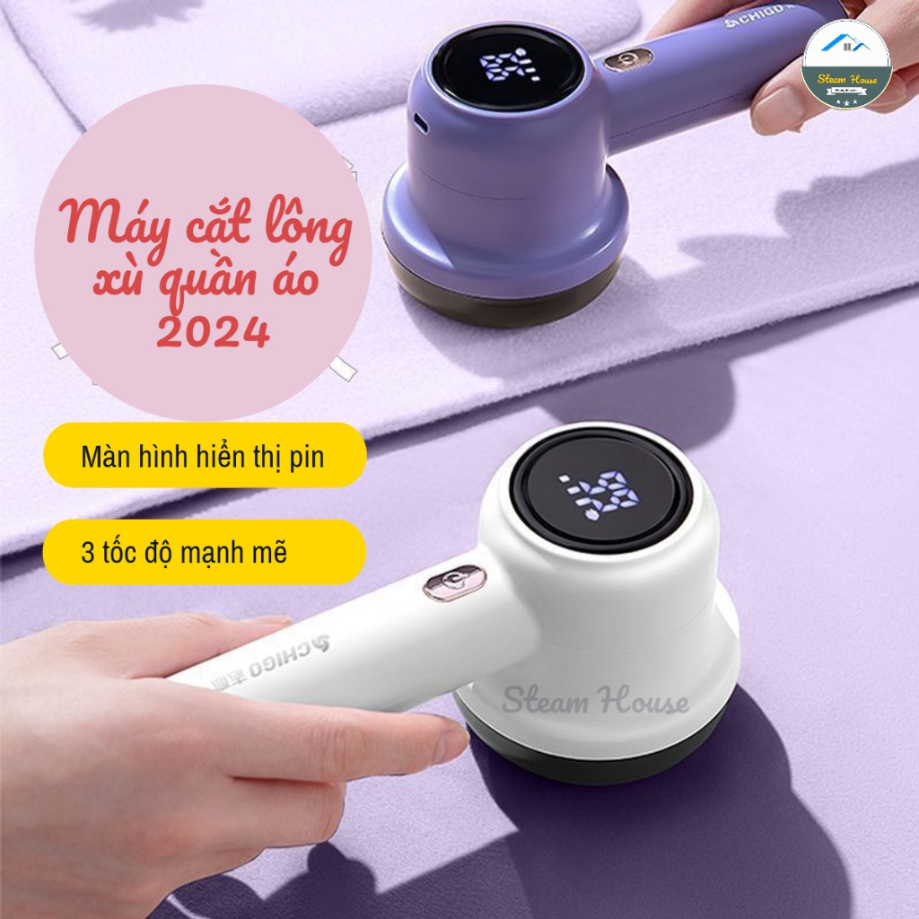 Máy Cắt Lông Xù Quần Áo CHIGO Màn Hình LED Điện Tử 6 lưỡi, 3 Tốc Độ Quay Có lưỡi cắt thay thế