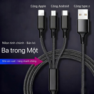 Dây Cáp 3 trong 1 nhiều màu - Giao trong ngày (iOS, Android, Type-C).Thiết kế đúc nguyên khối, lõi dây đồng nguyên chất