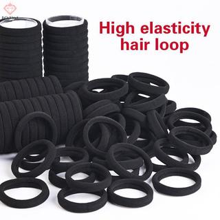 Dây Buộc Tóc Đen Cho Bé Gái - 100 Chiếc Scrunchies Cao Su Đàn Hồi Phù Hợp Đi Học Và Chơi