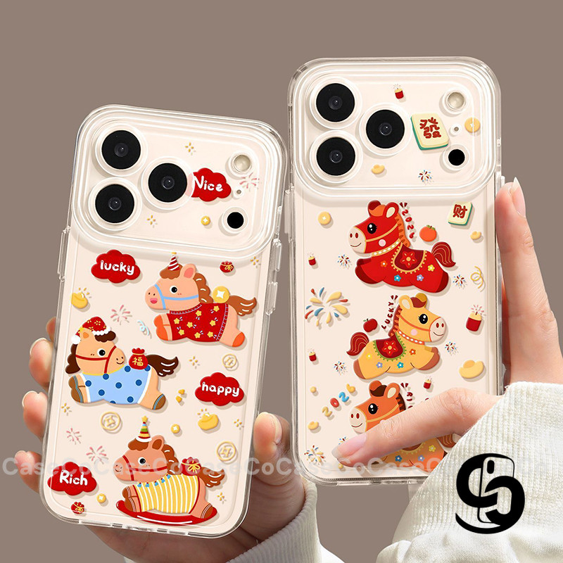 Áp cho IPhone 13 17 12 16 11 14 15 Pro Max 8 14 15 16 7 Plus X XR XS Max Air SE 2020 Ốp điện thoại hình ngựa gỗ may mắn