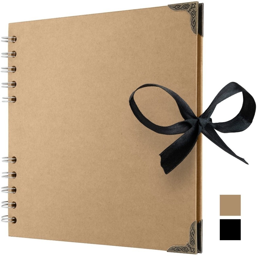 Album Sổ Lưu Niệm SMILE, Album Ảnh 8x8 inch 40 Trang, Giấy Kraft Lay-Flat Thiết Kế Album Bìa Cứng Kỷ Niệm Du Lịch