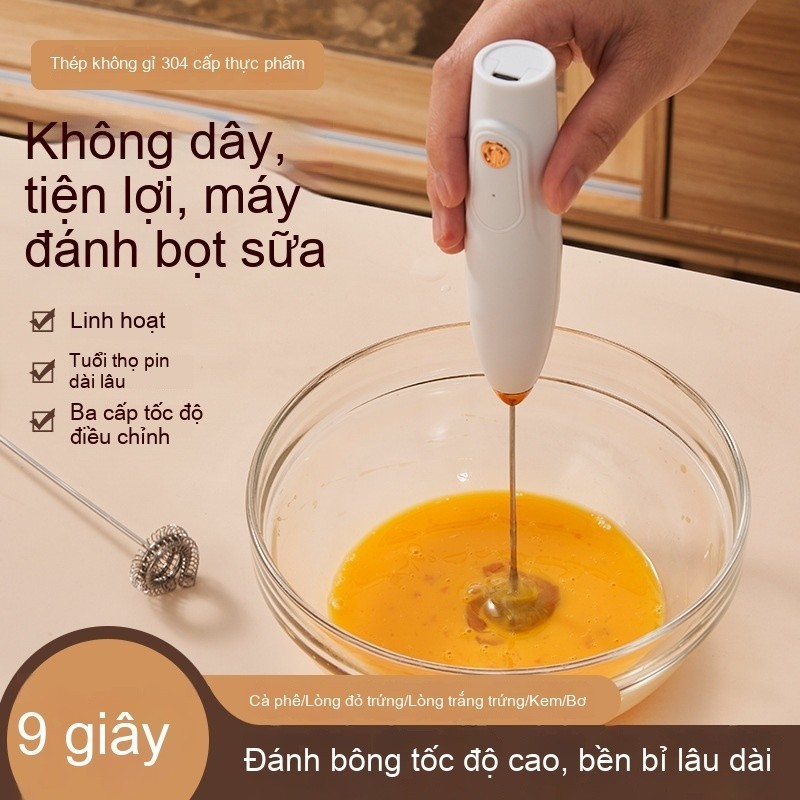 Máy tạo bọt sữa điện gia dụng không dây, máy tạo bọt sữa, máy đánh trứng cầm tay