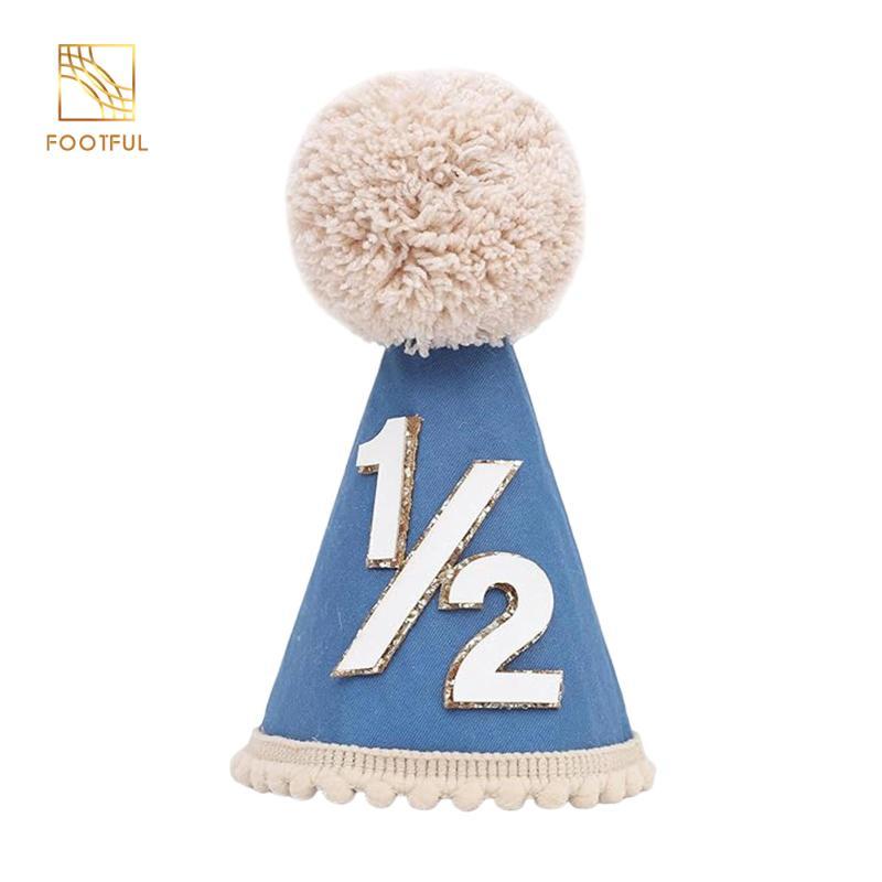1 / 2 Mũ Sinh Nhật Cho Bé Đầu Pom Topper Bánh Đập Đồ Trang Trí Sinh Nhật Mũ Nón Cho Sổ Lưu Niệm Phòng Khách Gia Đình