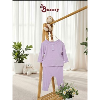 Bộ quần áo dài tay cổ trụ bé gái cao cấp Bunnybaby chất tăm Hàn mềm mịn size 3-24 tháng
