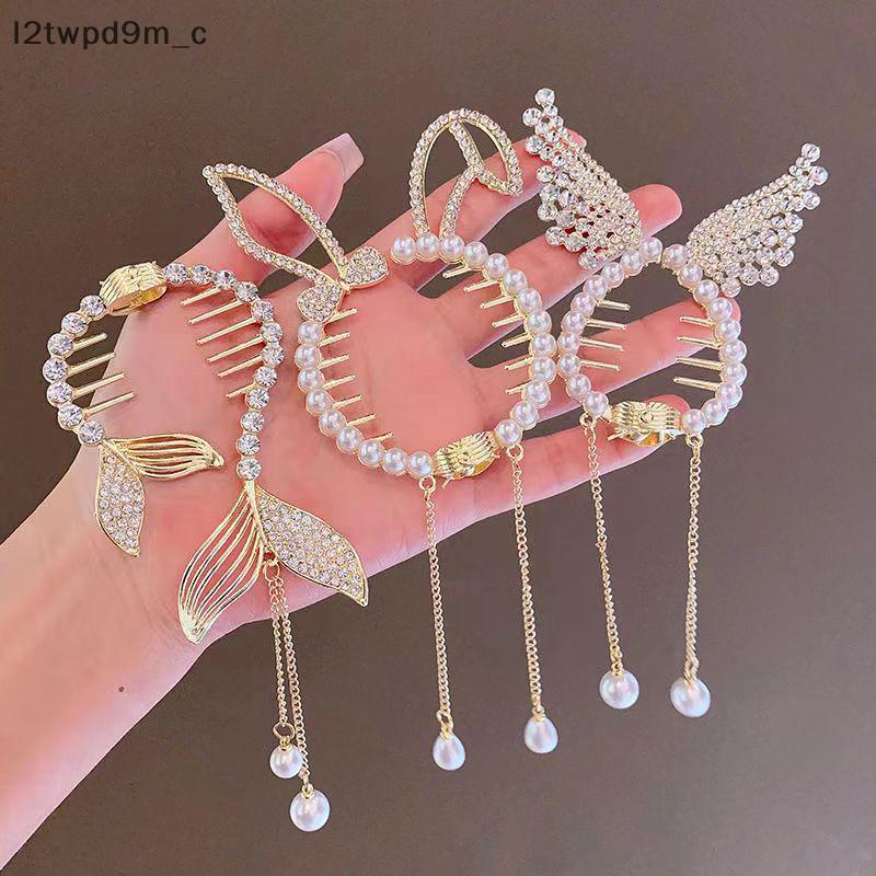 Kẹp tóc đuôi ngựa đính ngọc trai đính đá mới