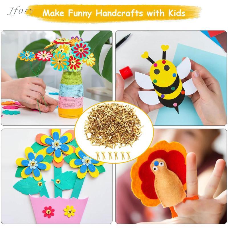 Jfory Dây buộc giấy thủ công DIY Kim loại hỗn hợp Brads Split Pins Phụ kiện làm thẻ cho nghệ thuật và trường học