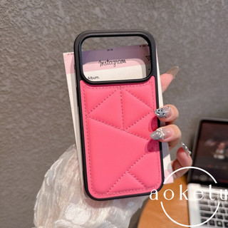 Áo khoác hình kim cương bằng da đơn giản và trơn phù hợp cho vỏ điện thoại Apple 17promax iPhone 16pro mới Air premium 15 sang trọng Vỏ bảo vệ 14 / 13 / 12 / 11