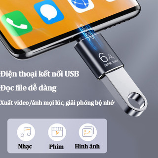 Đầu chuyển OTG Type-C USB 2 chiều sạc nhanh 120W truyền dữ liệu cho iPhone Samsung Xiaomi OPPO laptop tablet