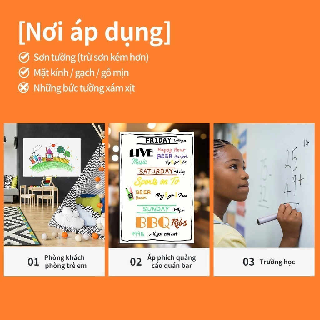 [🔥VOUCHER 99K] Bảng Từ Trắng Dán Tường Deli - Hút Nam Châm Bút Lông Nhiều Kích Thước Kèm Phụ Kiện Bảng