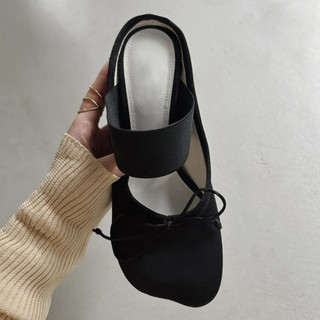 Pháp Satin Nơ Nông Miệng Mary Jane Giày Nữ Xuân Hè Phong Cách Mới Retro Thường Ngày Dày Gót Ba Lê Giày