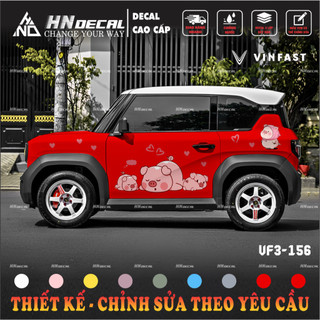 Tem dán xe VF3 - Tem VF3 cao cấp Decal dán xe VF3 MẪU TEM CON HEO DỄ THƯƠNG ( mẫu VF3 - 156 )