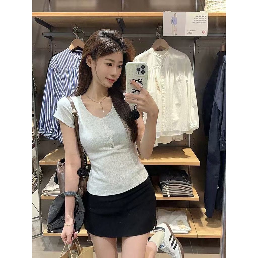 SUXI Áo thun ngắn tay nữ mới, phù hợp mùa hè - Mã 260403