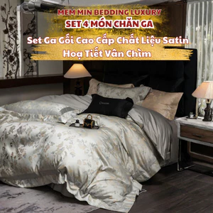 Set vỏ chăn ga Satin cao cấp mềm mịn với tông màu ấm nhẹ nhàng, tinh tế siêu sang trọng Memminbedding Luxury