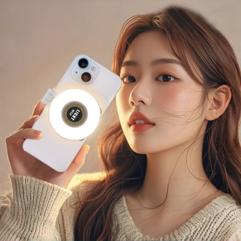 Đèn Selfie từ tính LED,Xoay 180 độ,Đèn bù sáng lật hai màu,Type-C Gương đứng 2 trong 1 đa năng