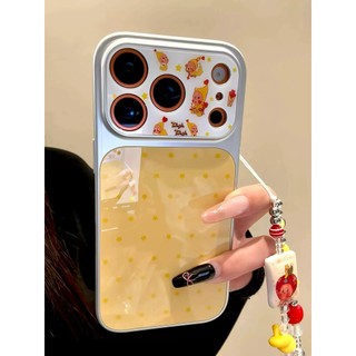 Bảo Vệ Toàn Diện Ống Kính Hoạt Hình Dễ Thương Màu Vàng Twinkle Starman Wrsit Dây Đeo Ốp Điện Thoại Cho iPhone 17Promax 17Pro 14 15 16 Promax Vỏ Nữ Tính Ngọt Ngào Chống Sốc
