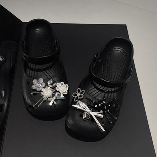 Giày Quyến Rũ 1 Bộ Ballet Flats Mary Jane Giày Trang Trí Đường Hầm Gió Hang Hoa Ống Hạt Nơ Khóa Phong Cách Thơm