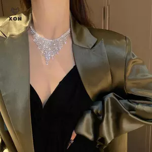 Dây chuyền choker pha lê sáng bóng, phụ kiện trang sức sang trọng cho dạ hội