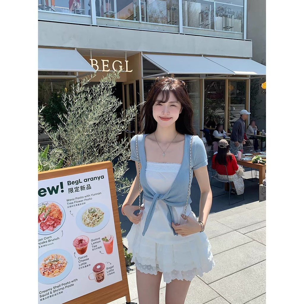 SUXI Áo len Cardigan ngắn tay đơn giản dành cho nữ mùa hè 260407
