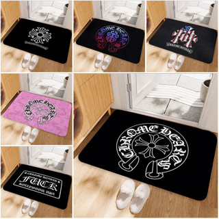 Thảm trải sàn Flannel in một mặt Chrome Hearts, Thảm chùi chân chống trượt, Trang trí nhà cửa (60x40cm)
