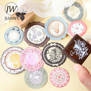 JIANWU Gentle Monologue Series Vintage Ren Hoa Tròn Phong Cảnh Chất Liệu Cắt Dán Memo Pad Sáng Tạo Rác Tạp Chí Văn Phòng Phẩm