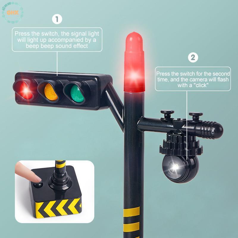 GHX Mini LED Tín Hiệu Giao Thông Đèn Đồ Chơi Mô Phỏng Đường Dấu Hiệu Cho Trẻ Em Tương Tác Học Tập Bộ Giao Thông Cảnh VN