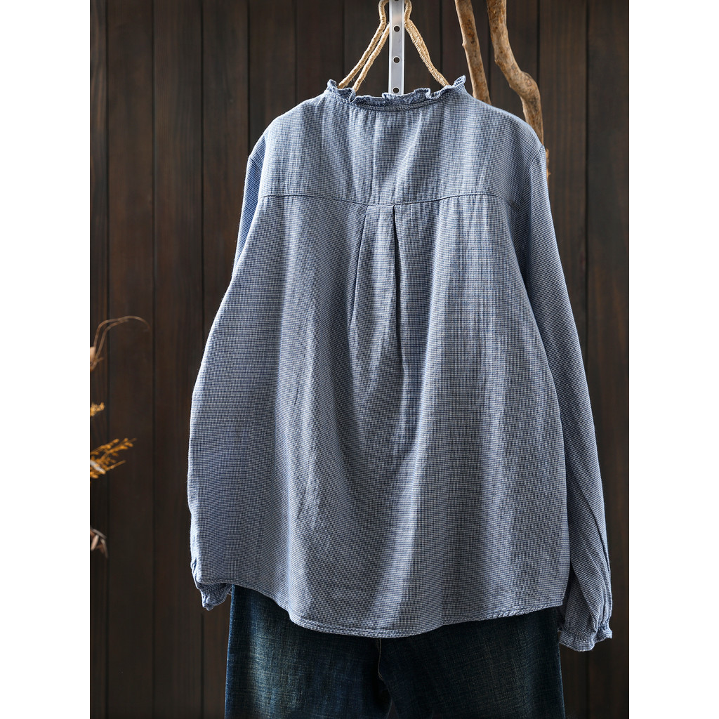 Áo sơ mi nữ tay dài kẻ sọc, 100% sợi cotton cao cấp, sẵn sàng