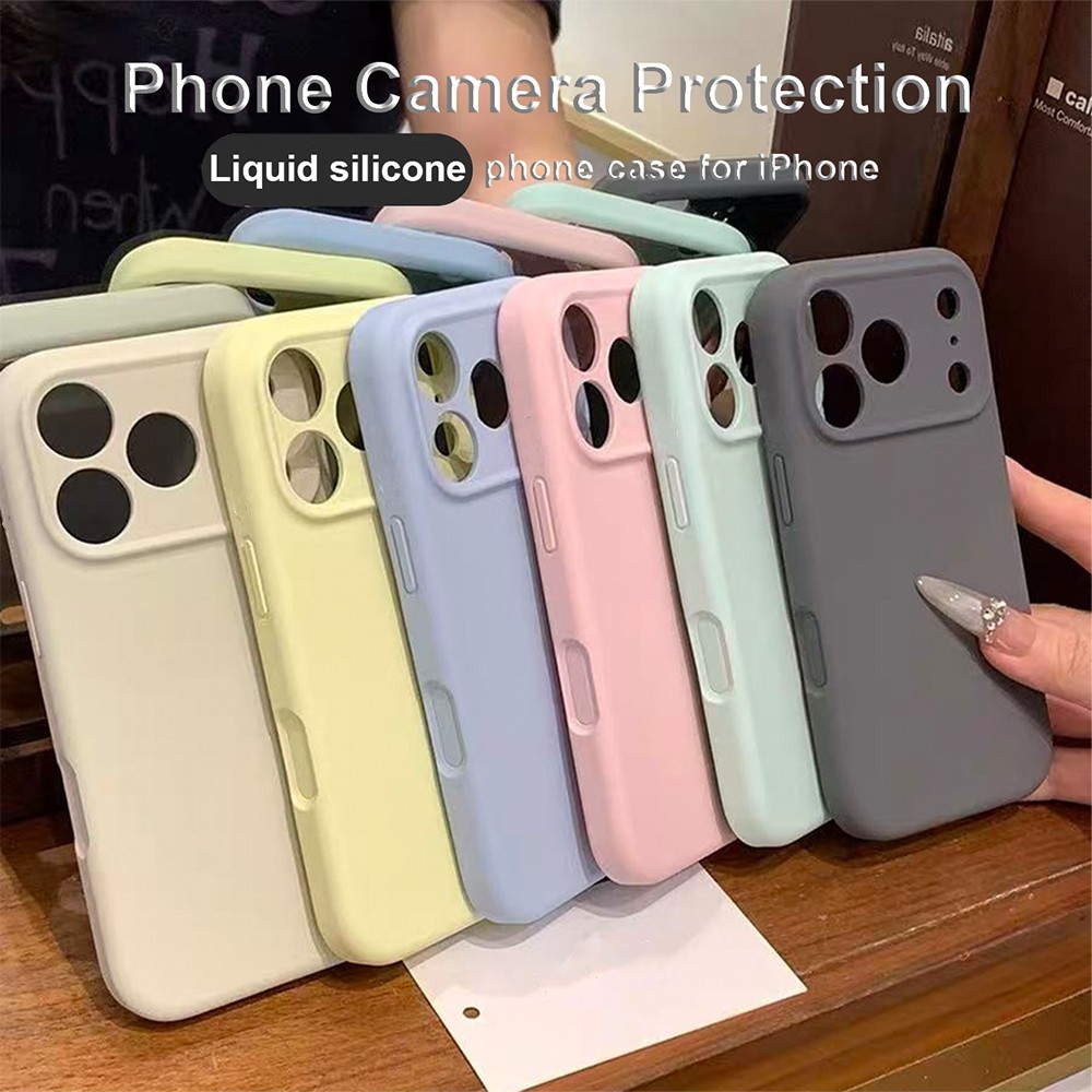 Ốp Điện Thoại Silicon Lỏng Màu Vàng Cho iPhone 17 Pro Max 17 Air 16 Plus 15 14 13 12 11 Vỏ Bảo Vệ Chống Sốc