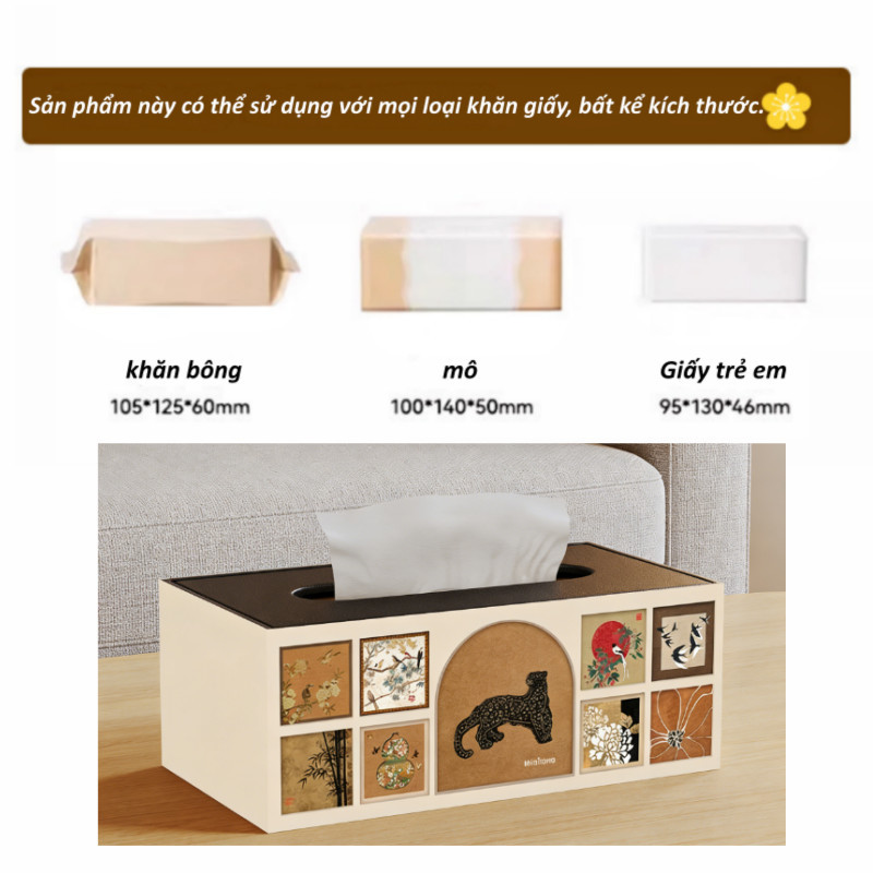 Hộp khăn giấy da cao cấp cổ điển – sang trọng, chống nước, đa năng decor phòng khách bàn cà phê