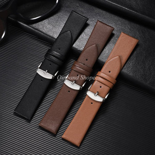 12-22mm Siêu Mỏng Chính Hãng Da Bò Dây Đeo Đồng Hồ Mềm Mại Họa Tiết Trơn Đa Năng Thay Thế Vòng Tay Màu Nâu Cho Nam Nữ 12 / 14 / 16 / 18 / 19 / 20 / 21 / 22mm