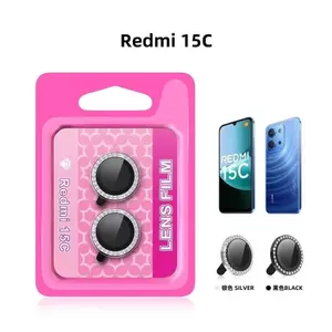 2Pcs Bling Diamond Camera Lens Protector for Redmi A5, Full Coverage Tempered Glass Lens Film, HD Clear Scratch-Resistant Camera Protector Ring, Anti-Fall Camera Cover Sticker K70 / K70 Pro / K70E