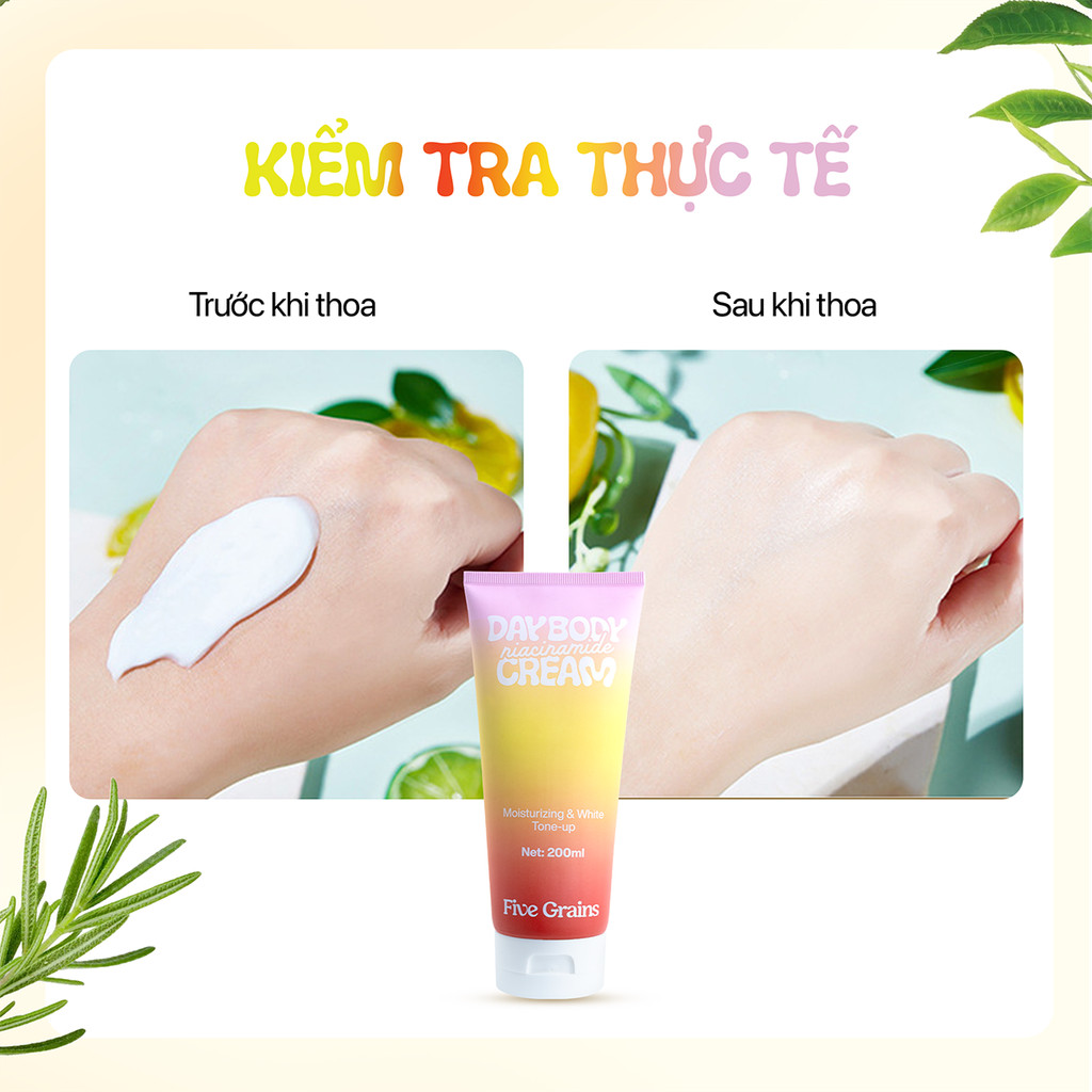 Kem Nâng Tone Body Five Grains - Sữa Tắm Niacinamide - Dưỡng Thể Ban Đêm
