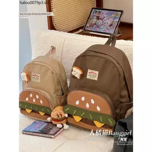 Nhật Bản ins Burger Dễ Thương Độc Đáo Ba Lô Nhỏ Nữ Hoạt Hình Trường Trung Học Cơ Sở Học Sinh Trung Học Ba Lô Dung Tích Lớn Schoolbag