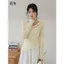 Mutu Pháp Mỏng Áo Thun Nữ Cổ Áo Xoay, Hoa Văn Đẹp, Thiết Kế Hẹp Eo