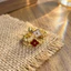 Nhẫn nữ phong cách Hàn Quốc, màu đỏ trắng, men kim cương dát zircon, thiết kế tinh tế và dễ dàng điều chỉnh
