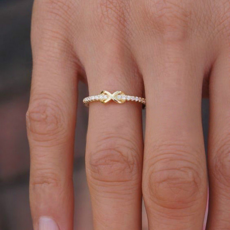 Bộ nhẫn nữ bạc S925 với đá zircon, thiết kế đơn giản và đa năng