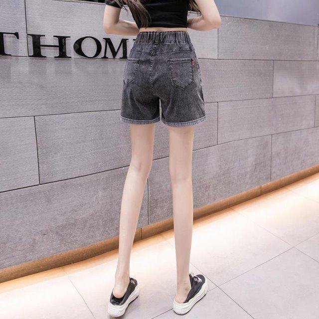 Thời Trang Nữ Thắt Lưng Co Giãn Quần Short Denim Ống Rộng Mùa Hè 2026 Cao Cấp Rời Ôm Hơn Nhìn Chữ a Co Giãn Quần Short Denim