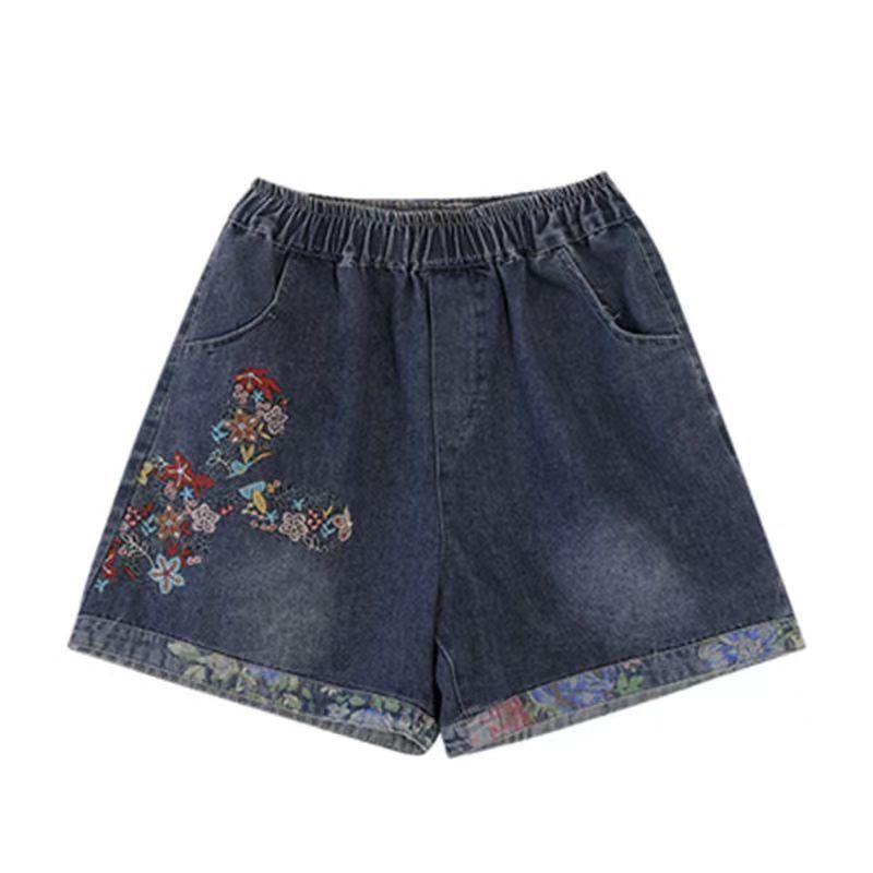 Thời Trang Size Lớn 40-100kg Retro Mỏng Denim Quần Short Mùa Hè Mỏng Hơn Nhìn Phù Hợp Với Phiên Bản Hàn Quốc Rộng Đàn Hồi Rời Chân Quần
